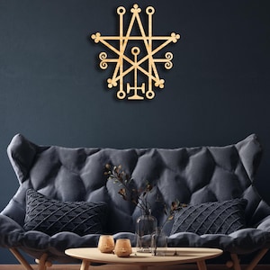 Astaroth Sigil Wanddekor aus Holz, Schild zum Aufhängen, Holzwandkunst, Demonisches Symbol, Satanisch, Dämon, Solomon Seal, Grimoire, Astarte