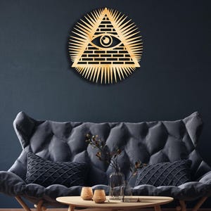 Eye of Providence wall decor from wood, Hanging Sign, Wooden Wall Art, All-seeing Eye of God, Masonic Eye, Third Eye Amulet, Mason Symbol