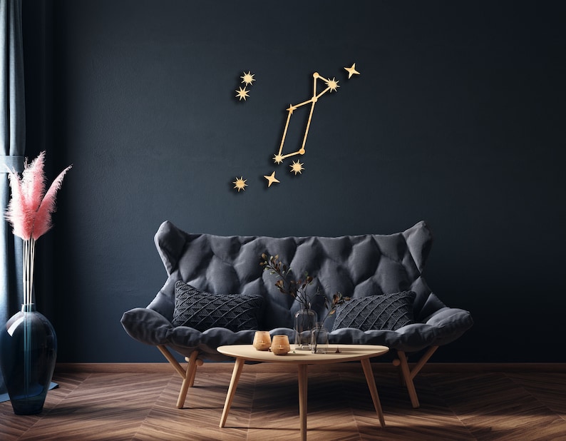 Lyra The Lyre wall decor from wood, Hanging Sign, Constellation, Astrology, Astronomy, Stars, Sky, Celestial, Galaxy, Nebula Wood Wall Art image 1