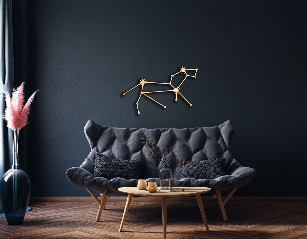 Leo Lion Wall Decor From Wood, Hanging Sign, Wooden Art, Sun, Moon and