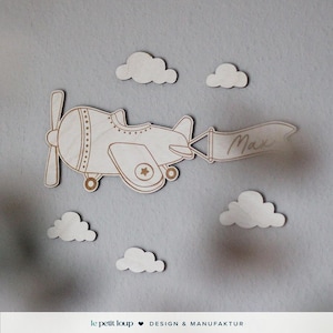 Holzschild Flugzeuge Name I Namensschild Junge Mädchen Kinderzimmer personalisiert I Geschenk