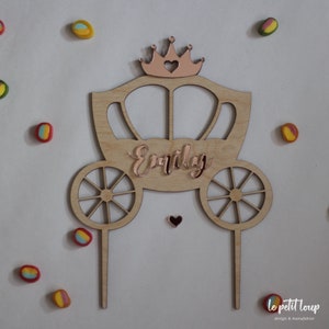 Cake topper "fairy tale carriage with crown" / cake topper / birthday girl / cake topper / cake figure princess made of wood