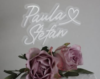 Caketopper wedding with names bride and groom made of acrylic 3D / personalized cake topper two-layer cake decoration / cake topper wedding cake decoration