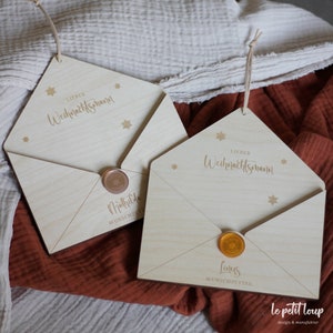 Personalisierter Weihnachtsbrief aus Holz / Wunschzettel an den Weihnachtsmann / Wunschliste / Briefumschlag