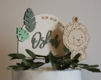 Cake Topper Set "Safari" / Lion Wild One / Cake Topper made of wood & acrylic / Children's Birthday / Cake Decoration Two Wild