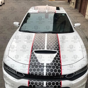 Honey Comb RACING Stripes Dual 10&quot; Dodge Charger for Trim Package Charger GT, SRT, Scatpack, Hellcat Car Decals Dodge Charger Honey stripe