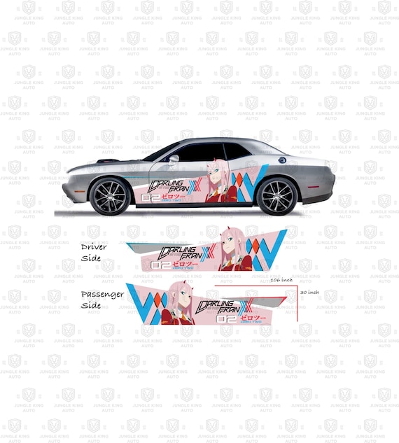 Zero Two Japanese Anime Vehicle Shine Theme Side Car Wrap Vinyl Wrap  Universal Size Sticker 