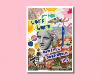 Work Hard Feel Good Motivational Collage Print