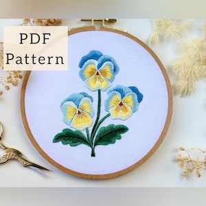 PDF pattern Floral Embroidery, Hand embroidery pattern, beginner embroidery PDF pattern, botanical embroidery designs, Flower bouquet
