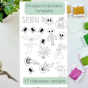 Halloween Embroidery, DIY embroidery, printable stick and stitch, handmade gifts, embroidery template, embroidery patterns, embroidery pdf