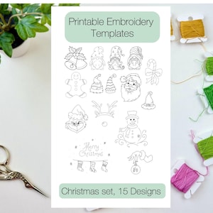 Christmas Embroidery, DIY embroidery, printable stick and stitch, handmade gifts, embroidery template, embroidery patterns, embroidery pdf