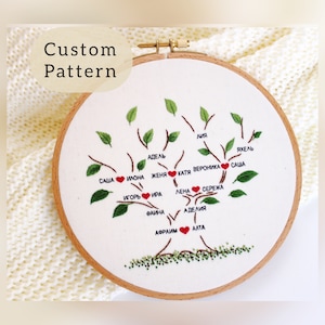 Embroidery PDF Pattern of Your Family Tree, Custom embroidery sketch, Embroidery for Beginners, PDF Download