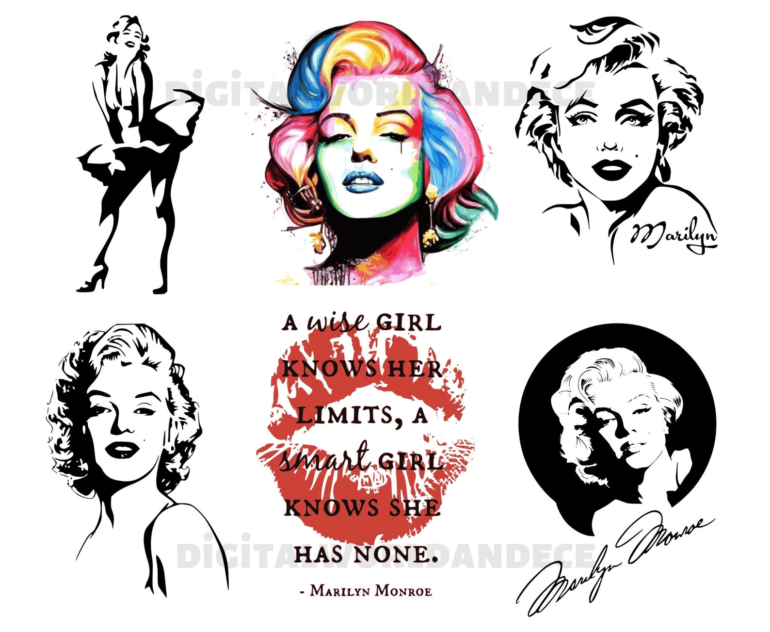 Marilyn Monroe Svg A Wise Girl Knows Her Limits a Smart Etsy