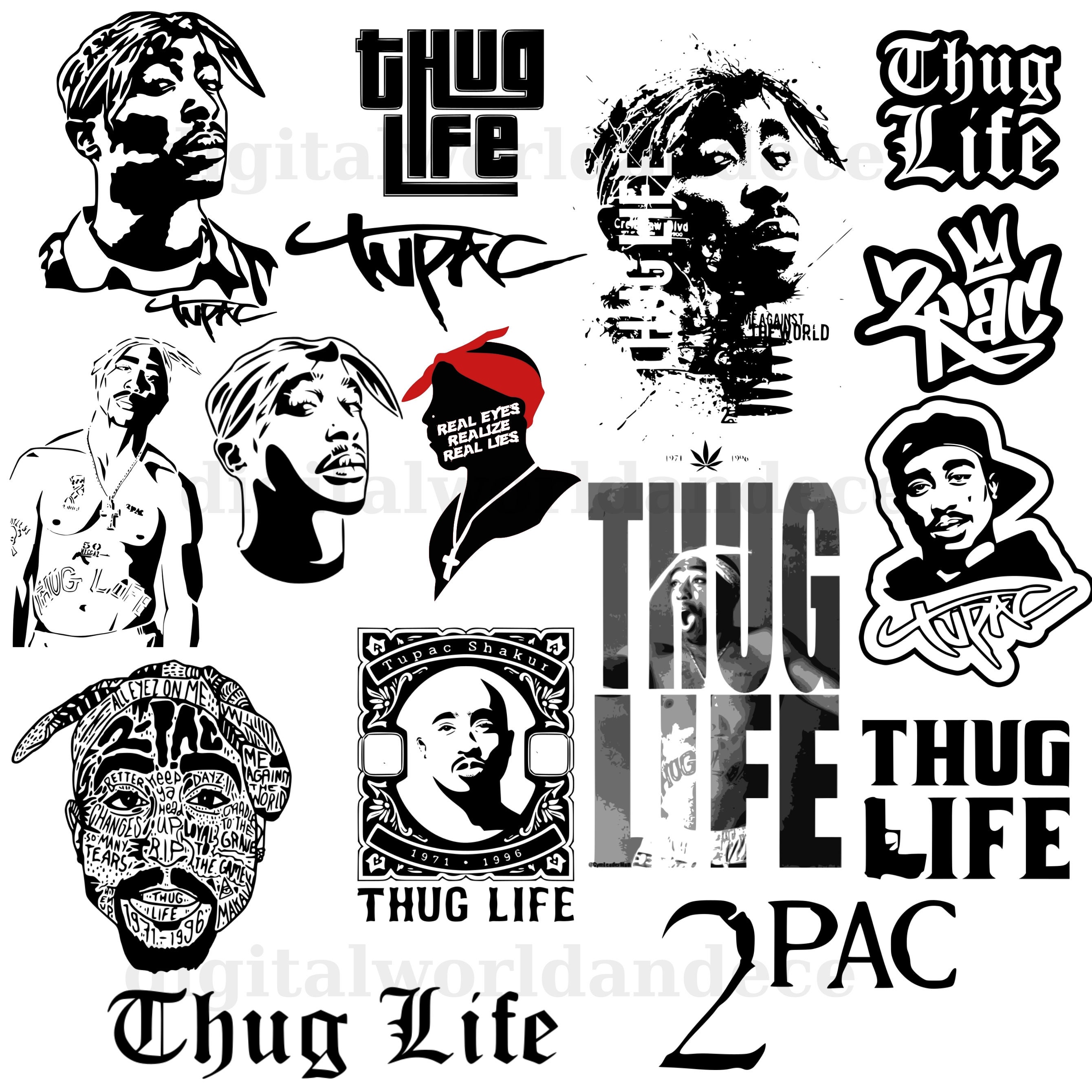 Tupac 2pac Svg Tupac Shakur Svg Bundle Thug Life Etsy Canada