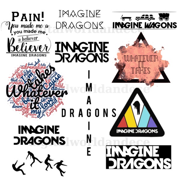 Imagine Dragons Svg Bundle - Thunder- Believer - Music Band - Tshirt design - svg dxf png eps pdf