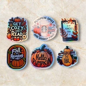 Aufkleber | Holographische Sticker | Herbst | Bücherwurm Aufkleber | Kindle Aufkleber
