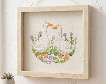 Modèle de point de croix de canards de coureur. Modèle de couture facile pour débutant. Téléchargement numérique instantané