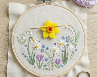Daffodil Needle Minder: Handmade Polymer Clay Magnetic Keeper. Embroidery & Cross Stitch Gift