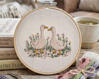 Runner Duck Hand Embroidery Pattern | Cute Ducks Embroidery Tutorial | Runner Ducks Hoop Art | Beginner Embroidery Design | Instant Download