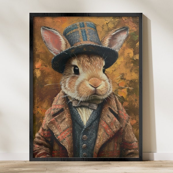 William Morris Beatrix Potter Rabbit Wall Art, Vintage Style Bunny Illustration, Home Decor, Nursery Wall Hanging, Unique Gift Idea