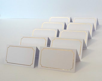 10-50 Platzkarten mit goldenem Rahmen Rahmen Tischkarten Namensschilder Tischkärtchen 9,5x5,5 Gold beschriftbar beschreibbar