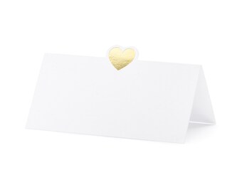 10 - 30 Stück Tischkarten goldenes Herz Hochzeit Platzkarten Namensschilder Tischkärtchen