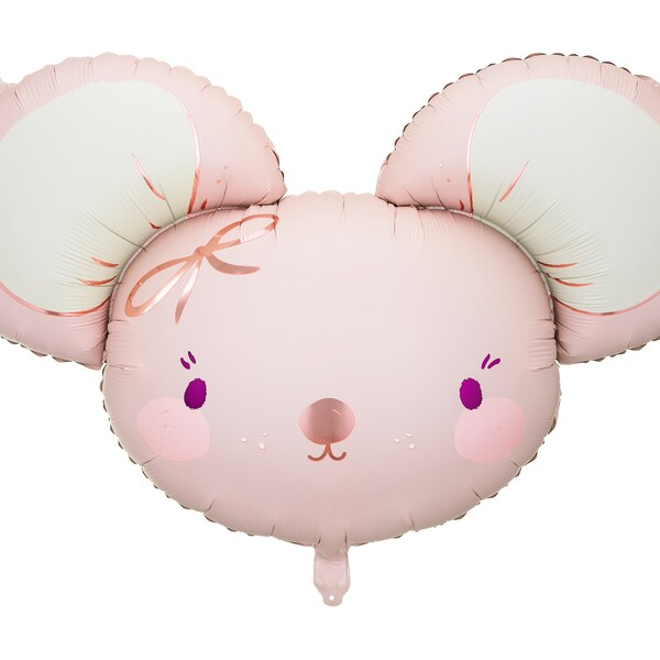 großer Folienballon Maus ''Mimi'' 75 x 46 cm in rosa Mäuschen Kindergeburstag Baby Party