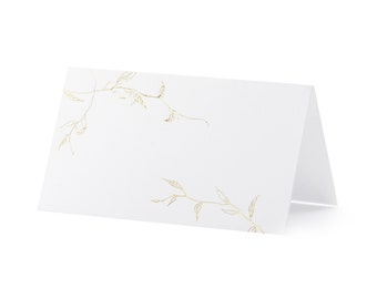 10 - 50 Stück Tischkarten goldene Zweige Hochzeit Platzkarten Namensschilder Tischkärtchen Geburtstag