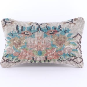 Wohndekor Kissen, Vintage Teppich Kissen, Dekokissen, 12x20 Wollteppich Kissen, türkisches Kissen, Bettwäsche Fall