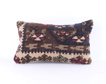 turkish pillow anatolian kilim pillow handmade kilim pillow 12"x20" vintage kilim pillow oriental kilim pillow home decor pillow