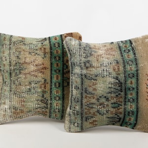 2 Set of Vintage Kilim Pillow, Home Decor, Handwoven Turkish Kilim Pillow, Bohemian Pillow, Decorative Throw Pillow, Kilim Cushion Cover