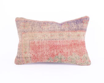 Rustic Pillow Case,Vintage Rug Kilim Pillow, Boho Rug Throw Pillow 16x24 Handmade Turkish Rug Pillows, Housewarming Gift,Family Gift