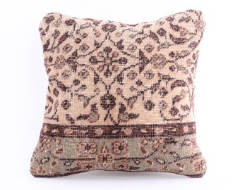 Turkish Kilim Pillow Cover , Multi Color Boho Kilim Cushion Cover 18 x 18 inch , Geometric Kilim , Southwestern style Pillow Cover
