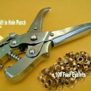 1 Inch Grommet Tool Kit Eyelet Setting Tool Grommet Setter Hole Punch  Cutter & Pack of 10 Grommets 