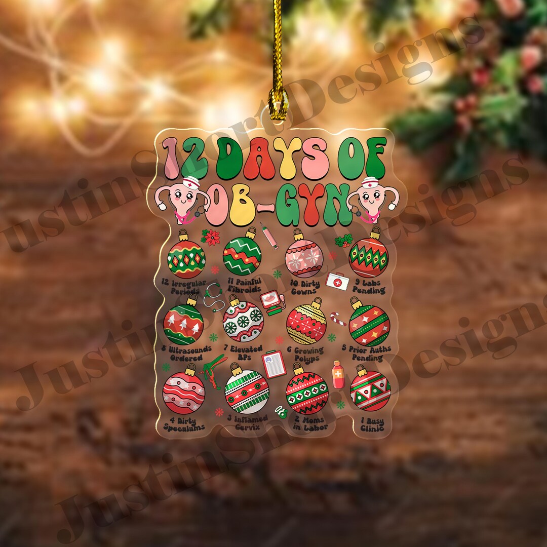 12 Days of Obgyn Nurse Christmas Ornament, OB-GYN Doctor Holiday Gift ...