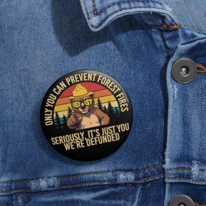 Only You Can Prevent Forest Fires Resist Bear Protect Anti Trump Pin Buttons in 3 Sizes, Resist Pin, Anti Trump Pin, Protest Pin