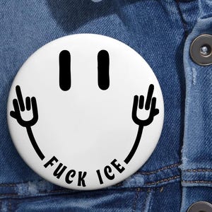 Smile Fck ICE Freiheitsstatue Pin Buttons in 3 Größen, Anti-ICE-Protest Pin, Politischer Pin, Abschaffen von ICE, Pro Immigrierten Pin, Aktivist Pin