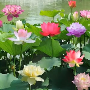 5+ Mix Color Mini Lotus Seeds, Perfect for Bonsai, Ponds, Medicinal Herbal Tea,Edible, Non-GMO, Tiny Multicolor Aquatic Flowers,Indian Lotus