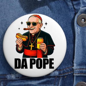 Da Pope Meme Pin Buttons in 3 Größen, Retro Kardinal Robert Francis Pin, Robert Prevost Pope American, New Pope, Pope Leo XIV Erster Amerikaner