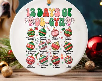 12日間の産婦人科看護師のクリスマスオーナメント、産婦人科医のホリデーギフト、女性の健康ユーモアオーナメント、婦人科手術オーナメントのクリスマスギフト  - Etsy 日本 助産師ギフト しおり Ob-GYN マタニティドゥーラ 医師へのギフト 看護師への感謝のギフト ナースデー クリスマス 退職 クリス