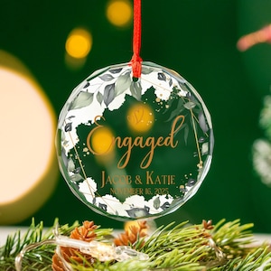 First Christmas Engaged Ornament, Personalized Engagement Gift for Couples, Custom Engagement Christmas Keepsake, Engaged Christmas Ornament