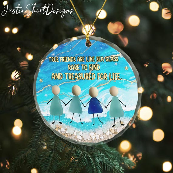 thumbnail image 2 of Personalized Friendship Sea-Glass-Style Ornament 2025 - 'Good 2 of 9