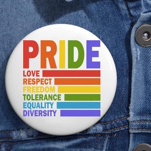 Gay Pride Month LGBT Pin Buttons in 3 Sizes, LGBTQ+ Equality Badge, Anti-Hate Pride Accessory, Queer Rights Support Gift, Pride Month Pin