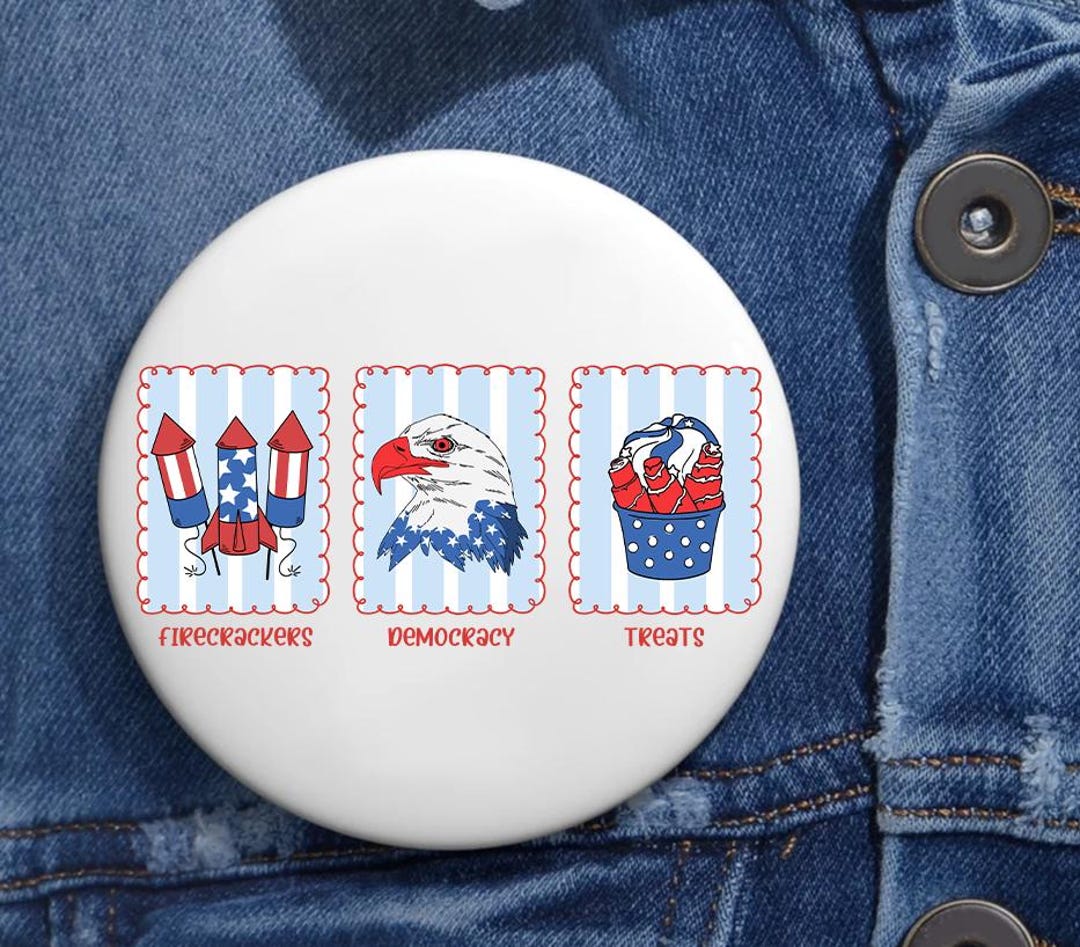 Firecrackers Democracy Treats FDT Anti Trump 4th of July Pin Buttons in ...