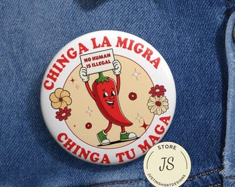 Chinga La Migra Abolish ICE Pin Buttons in 3 Größen, Chinga La Migra Abolish ICE I.C.E. Antifaschistisch