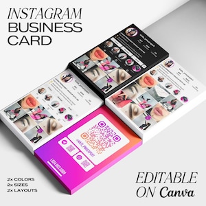 Instagram Visitenkarte, IG Visitenkarte Vorlage, QR Visitenkarte, DIY Canva Visitenkarte, Ig Influencer Karten, pmu lash Visitenkarte