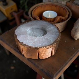 Natural Agate Candle Holder: Crystal Tealight, Boho Table Decor