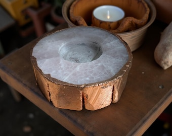 Natural Agate Candle Holder: Crystal Tealight, Boho Table Decor