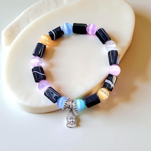 Selenite Bracelet - Sulemani Black for Protection, Cleansing & Positive Energy - Chakra Balancing Spiritual Jewelry Boho Gift.