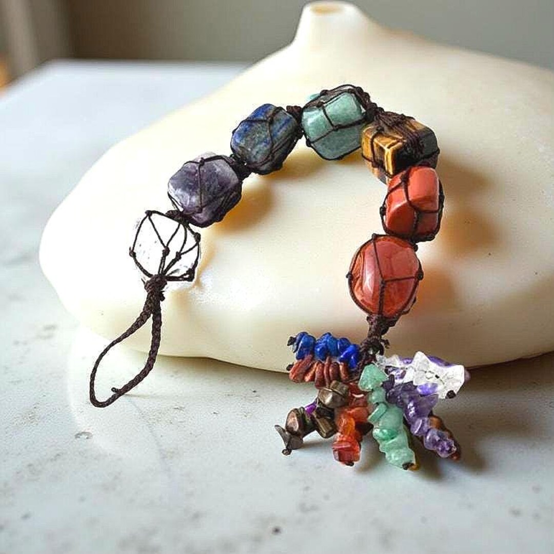 7 Chakra Car Hanger Healing Crystal Rearview Mirror Charm Etsy